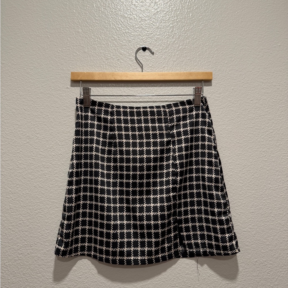 Lulu's Black and White Plaid Mini Skirt
